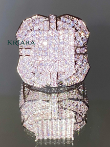 Unisex White Gold Diamond Ring Luxury Style Party Jewellry Lab Grown Diamonds D <b>Colour</b> Octagon <b>Shape</b> 925 Silver Ring - Product Image 4