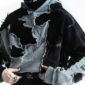 Sweat à capuche vintage noir de haute qualité, coupe oversize et courte, épaules tombantes, fermeture éclair, en molleton 100% coton brossé doux, impression DTG, coupe carrée et épaisse - Product Image 2