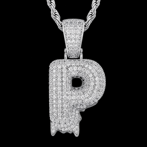 Prix de gros Collier pendentif lettre plaqué argent entièrement serti de moissanite style Hip Hop unisexe, bijou cadeau - Product Image 1