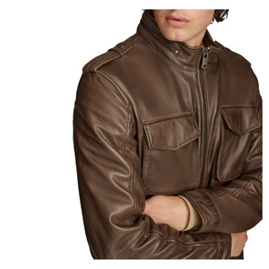 Avirex Men's Cow Skin Leather Eco-Friendly <b>Reversible</b> Breathable Bomber <b>Jacket</b> Waterproof Windproof Vintage Style Single Button - Product Image 5