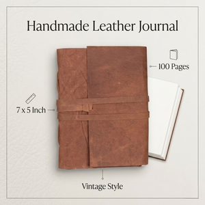 Diario de Papel Hecho a Mano con Cubierta de Cuero Tostado Premium |   Diario con Cubierta de Cuero Estilo Vintage |   Cuaderno de escritura |   Diario de Regalo 2026 - Product Image 2