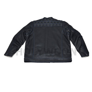 Chaqueta de Motociclista HOLYWOON de Cuero Genuino Vintage para Hombre, Negra, Resistente al Viento, Estilo Urbano, Cuello Alto, Logotipo Frontal, Último Diseño - Product Image 5