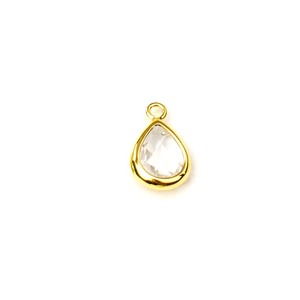 Crystal Quartz Teardrop Pendant High Quality Brass Faceted Pear Shape Gemstone Charm for DIY Jewelry Making <b>Necklace</b> - Product Image 1