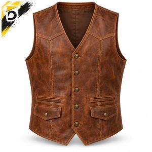 Men Leather <b>Vest</b> High Quality Leather Classic Styling Comfortable Fit Suitable For Casual Outfits <b>Travel</b> And Outdoor Use - Product Image 1