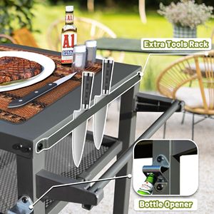 Carrello da Esterno a 3 Ripiani con Ruote per Griglia, Tavolo Blackstone, Fornello a Propano per Forno Pizza e Preparazione Cibo - Tavolo Blackstone a Propano - Product Image 4