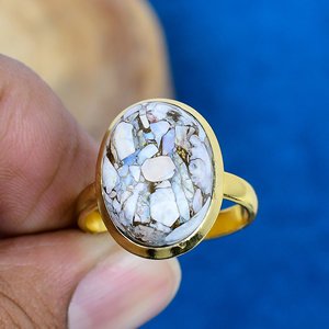 Natural Ethiopian <b>Opal</b> Copper Oval Shape Gemstone <b>Ring</b> Handmade 18k <b>Gold</b> Micron Over 925 Sterling Silver - Product Image 2