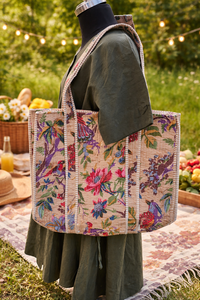 Bolsa de Mano Resistente, Ecológica, Acolchada, 100% Algodón Suave, con Estampado, Bolsillos Interiores/Exteriores, Sostenible, Lavable, para Compras y Viajes - Product Image 3