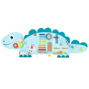 Pannello Attività Dinosauro 11-in-1, Giocattolo Sensoriale in Legno Blu per Cubi Sensoriali - Product Image 1