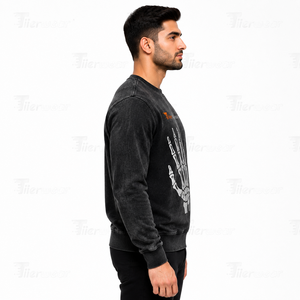 <b>Mens</b> Heavyweight Streetwear Acid Wash Sweatshirts Heavy Cotton Fleece Crew Neck <b>Long</b> <b>Sleeve</b> Pullover <b>Top</b> 220g Quick Dry - Product Image 3