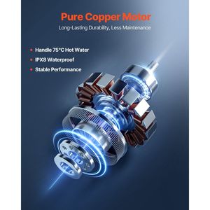 900W Macerator <b>Pump</b> with 48 GPM Flow 40 Ft/12 m Head Sewerage Toilet Water Inlet 4 for <b>Waste</b> Water Disposal Laundry Appliances - Product Image 4