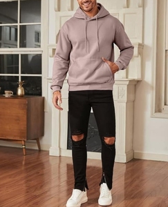 Custom Logo Heavy Weight 350 480 Gsm Crop Hoodie Mock Neck <b>Plain</b> Sweatshirts Thick Blank Oversize Cotton Boxy <b>Men</b> <b>Hoodies</b> - Product Image 5