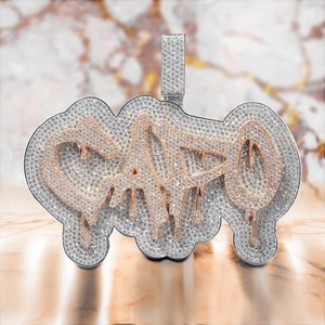 Joyería para Raperos, Collar de Plata de Ley 925 con Moissanita para Hombre, Moderno, Certificado, en Oro Rosa de Dos Tonos, Cierre de Corazón, Letra con Nombre Personalizado - Product Image 1