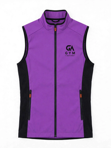 <b>GYM</b> Active Purple Sleeveless Fleece Vest Zip Front Sporty Breathable Waterproof Winter Windproof Stand Collar Unisex <b>Jacket</b> - Product Image 1