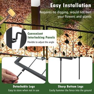 Confezione da 8 recinzioni Decorative in metallo resistente all'ruggine 23.5 ''(H) X 15,3 piedi (L) traliccio e cancelli con barriera per animali - Product Image 6