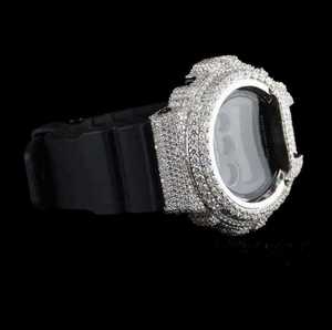 Montre personnalisée G-Sh0 Mod avec lunette sertie de diamants Moissanite VVS, style Hip Hop Bust Down de luxe - Product Image 5