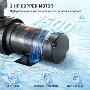 Pompa per Piscina Monofase da 2.0HP 115V 1500W per Spa Interrata, Potente 5400 G con Cestello Filtrante Trifase - Product Image 3