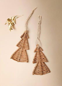 Accesorios Decorativos Boho de Ratán, Decoración Navideña Única, Árbol de Navidad de Ratán para Colgar en la Pared, Tejido a Mano - Product Image 6