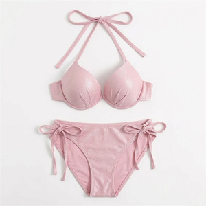Nuevo Bikini de Dos Piezas para Mujer, Modelo 2026, Sexy, de Nailon Sólido, con Cuello Halter, Traje de Baño para Playa - Product Image 6
