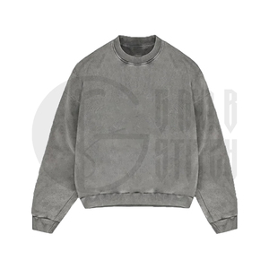 เสื้อสเวตเชิ้ตคอกลมโอเวอร์ไซส์ทรงวินเทจสำหรับผู้ชาย ล้างสีแบบแอซิด สไตล์สตรีทแวร์ เสื้อพูลโอเวอร์ลำลองแฟชั่น - Product Image 5