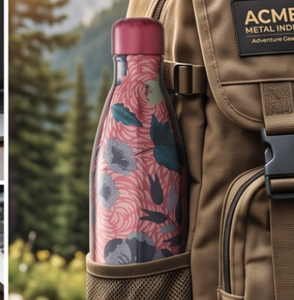 Botella de Agua de Cobre con Base Rosa y Estampado Floral, Elegante y Ecológica para Uso Diario, Yoga, Gimnasio, Viajes, Regalo - Product Image 5