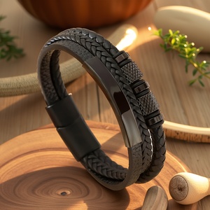 Layer Handwoven <b>Leather</b>, Geometric Trendy Bangle, Perfect Birthday Gift for Vacation and Parties - Product Image 3