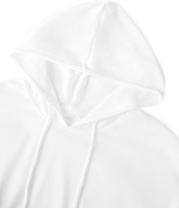 Sudadera Corta con Capucha para Mujer, Color Blanco Sólido, Manga Larga, Tejido de Algodón, Estilo Casual para Otoño - Product Image 4