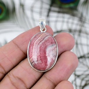 Women's Pendant Rhodochrosite Gemstone with Bezel Setting Designer 925 Sterling Silver Fine Jewelry Pendants <b>Gift</b> <b>for</b> <b>Her</b> - Product Image 1