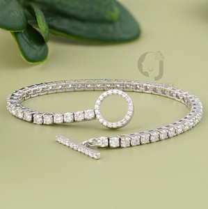 Pulsera Unisex de Oro Blanco Sólido de 14K con Diamantes Cultivados en Laboratorio VVS de Corte Brillante, Estilo Hip Hop, de la Fábrica Rudakiya Brothers - Product Image 1