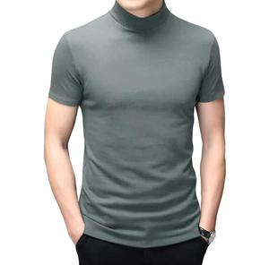 T-shirt pour homme, coupe classique, col rond, manches courtes, tricoté, couleur unie, style décontracté, 100% coton, anti-rétrécissement, 320g - Product Image 2