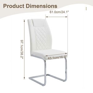 Juego de 4 Sillas de Comedor Modernas con Respaldo Alto, Tapizadas en Cuero PU con Patas Plateadas, Muebles para Cocina - Product Image 3