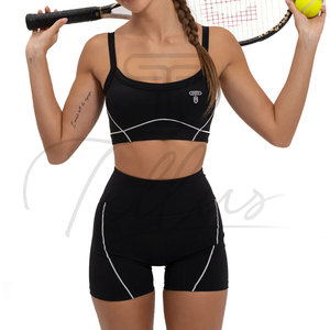 Ensemble de yoga sans couture pour femmes : soutien-gorge de sport et short taille haute avec logo frontal, séchage rapide, idéal pour la gym, la course et l'entraînement - Product Image 4