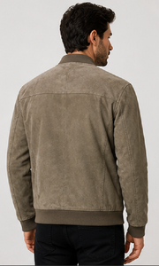 Chaqueta Bomber de Cuero Genuino para Hombre, Corte Ajustado, con Cierre, Estilo Casual, Invierno, Ecológica, Resistente al Viento, Estilo Vintage, Venta al Por Mayor - Product Image 3
