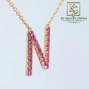 Collar con Colgante de Letra N de Moissanita Rosa, Chapado en Oro de 14K y Plata de Ley 925, de KG Square Jewels, para Unisex - Product Image 2
