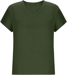 Camiseta de Verano para Mujer, Corte Holgado, Cuello en V, Manga Corta, Ropa Casual Básica a la Moda - Product Image 1
