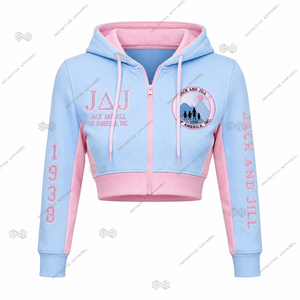 บริษัท จั๊ค แอนด์ จิล ออฟ อเมริกา อิงค์ ขายส่งสินค้าจากกรีซ ชุดเสื้อฮู้ดครอปปักลายพร้อมกระโปรงสั้นสำหรับผู้หญิง ชุดเซ็ตสั่งทำพิเศษสำหรับชมรม - Product Image 2