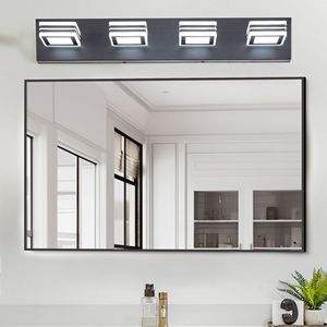 Lampada da Parete Moderna Nera da 26 Pollici con 4 Luci LED, Paralumi Quadrati in Acrilico, Illuminazione a Specchio per Bagno - Product Image 2