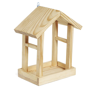 Wooden <b>Bird</b> <b>Feeder</b> Outdoor Hanging Garden <b>Bird</b> <b>Feeder</b> Station Natural Wood <b>Bird</b> Feeding House with Seed <b>Tray</b> and Roof - Product Image 2