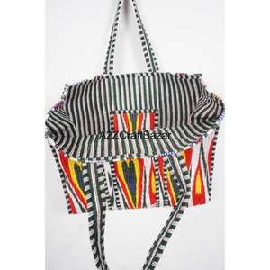 Bolso de Mano Acolchado de Algodón a Rayas, Personalizable y Hecho a Mano, para la Playa, para Mujer, Grande, Ecológico, Estilo Boho, para Compras - Product Image 6