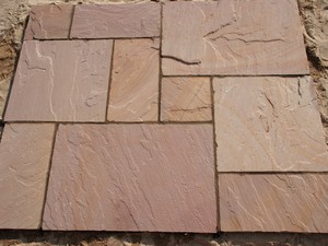 Natural Pink Sandstone Flagstone Irregular Shape Wall Cladding <b>Stone</b> Paving <b>Stone</b> - Product Image 2