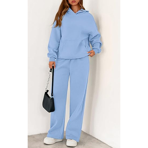 Conjunto de Sudadera con Capucha Casual para Mujer, Pantalones Deportivos Anchos y Sueltos, Traje de 2 Piezas de Felpa Suave - Product Image 6