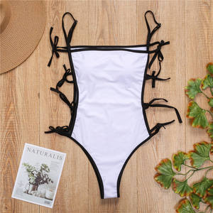 Nuevo Traje de Baño de una Pieza para Mujer, Color Sólido, Sexy, con Cordones, Moda, Venta al por Mayor, en Stock - Product Image 4