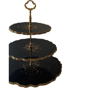 Emerald Green Geode Resin 3 Tier Cake <b>Stand</b> Handcrafted Marble Effect Dessert Display with Gold Trim For Weddings & <b>Tea</b> Parties - Product Image 6