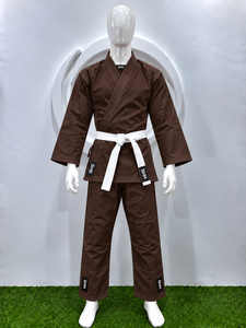 Kimono de Jiu-Jitsu Marron SHH en Coton, Tenue d'Arts Martiaux avec Ceinture Blanche, Unisexe, Combinaison d'Entraînement Durable - Product Image 3