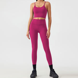 Ensembles de sport pour femmes de haute qualité, respirants et légers, avec soutien-gorge de sport et leggings à taille élastique, extensibles dans les quatre sens, pour le yoga - Product Image 1