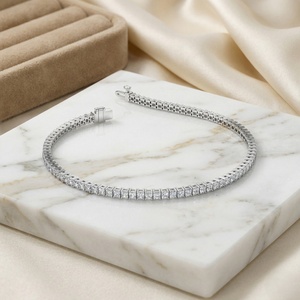 3.00CTW Princess Prong-<b>Set</b> Lab Grown Diamond 18K Gold Plated IGI Certified Luxury Line Bracelet - Product Image 3