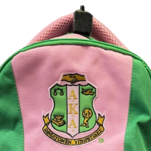 AKA Embroidered <b>Backpack</b> School Travel Laptop Book Bag Green Pink Adjustable Shoulder Straps Casual Daypack - Product Image 4