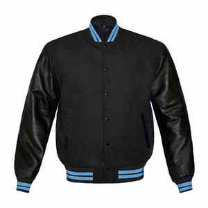 Fabricant OEM, veste de baseball bomber varsity personnalisée de haute qualité pour hommes, manches en cuir brodées en chenille - Product Image 1