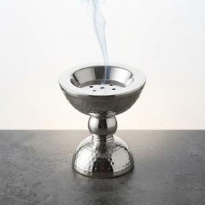 Stainless Steel Incense Burner Silver Metal Mabkhara For Arab <b>Bakhoor</b>. Modern Hammered <b>Oud</b> Burner Holder Tabletop Censer On Sale - Product Image 2