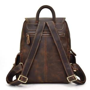 Functional Vintage Leather <b>Backpack</b> <b>Waterproof</b> Anti-Theft Laptop Rucksack Genuine Leather Satchel LBP-0380 - Product Image 3