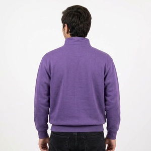 Sweat-shirt personnalisé pour homme à col zippé, en molleton de coton brossé, coupe oversize, poignets côtelés, style streetwear décontracté - Product Image 2